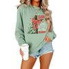 Women's Casual Christmas Print Sweatshirt, Neck Loose Fit Long Sleeve Pullover for Holiday