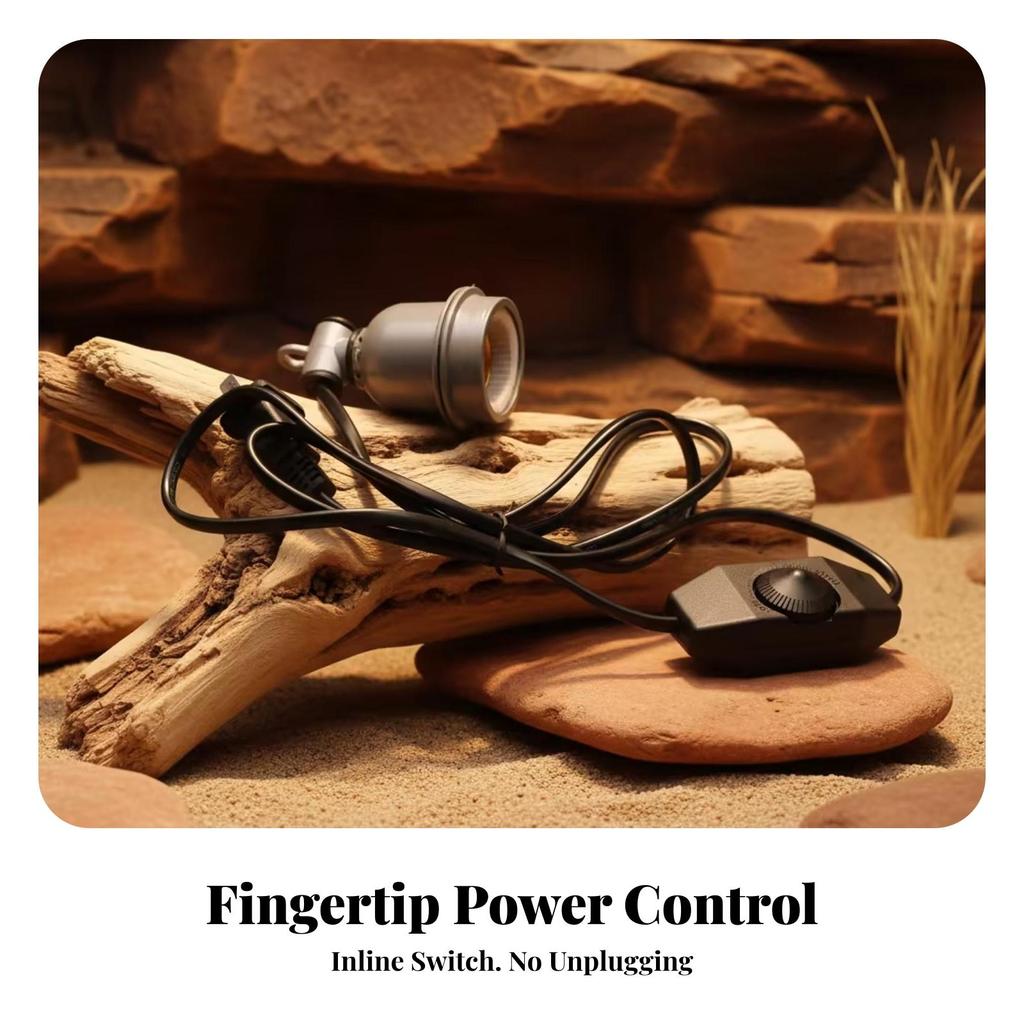 Ceramic Lamp Holder with Switch Cord High-Temperature for Reptile Keepers