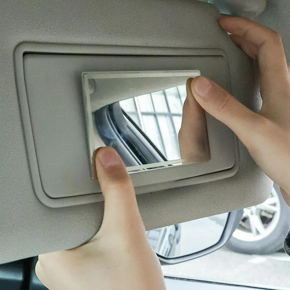Stainless Steel Car Makeup Mirrors Portable Fall Prevention Automotive Sun Visor HD Polished Mirror Finish for Clear Imaging Interior Mirrors6