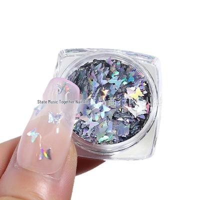 Ultra-Thin 3MM Iridescent Laser Butterfly Nail Art Sequins - Super Sparkle Nail Stickers for Salon Use, 2026 Model