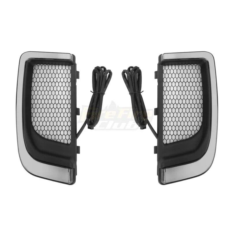 Motorcycle LED Running Light Turn Signal Fairing Lower Grills For Harley Touring Street Electra Glide CVO Limited 2014-2022