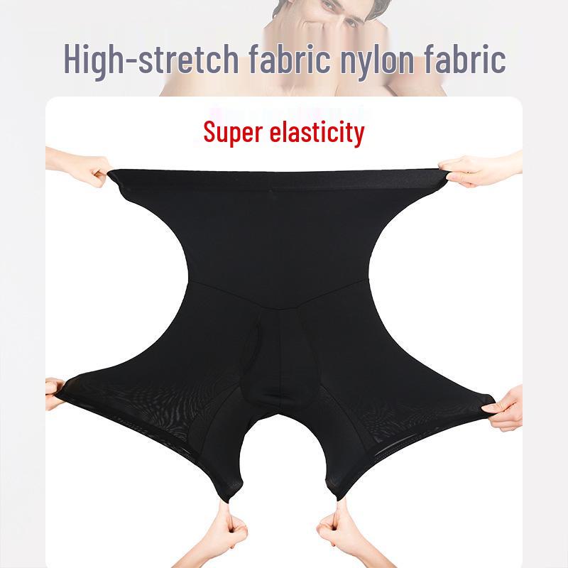 Manufacturer Men's High-Waisted Breathable Body Shaper Pants: Tummy Control & Hip Lift, Double-Layered for Leg Shaping.