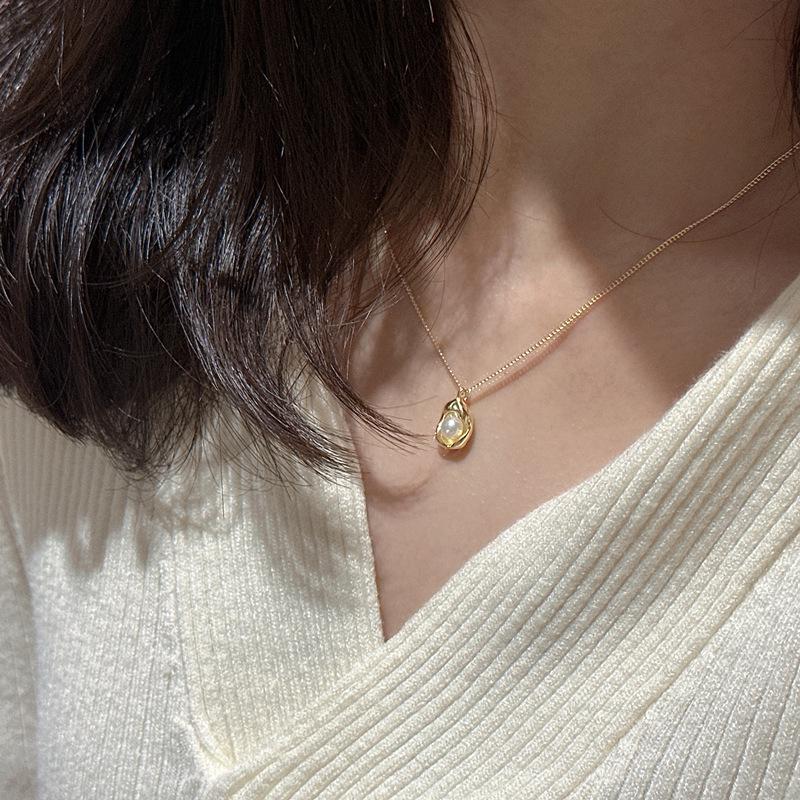 S925 Sterling Silver Pearl Pea Necklace - Korean INS Style, Fashionable & Simple Clavicle Chain