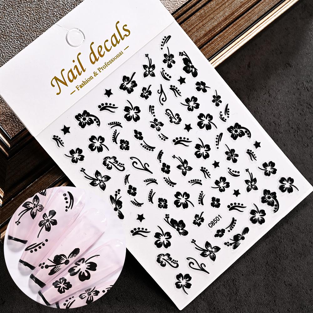 Cherry Blossom 3D Nail Stickers White Flower Petals Nail Art Decals Elegant Wedding Design Spring Sakura Manicure Slider Decor