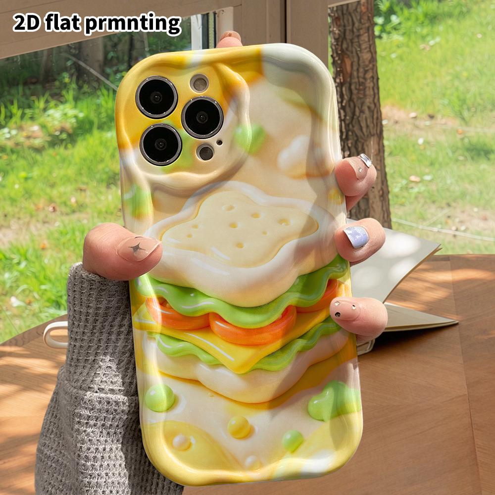 Phone Case: 2D Flat Design Suitable for iPhone 18 17 16 15 14 13 Pro Protective Case, Cloud Hamburger, Perfect Christmas and Halloween Holiday Gift