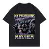 Fun Nonbinary Unhooked Raccoon Tshirt Retro Gothic Style Shortsleeved Casual Tshirt Women Clothing Fashion Personality Y2K