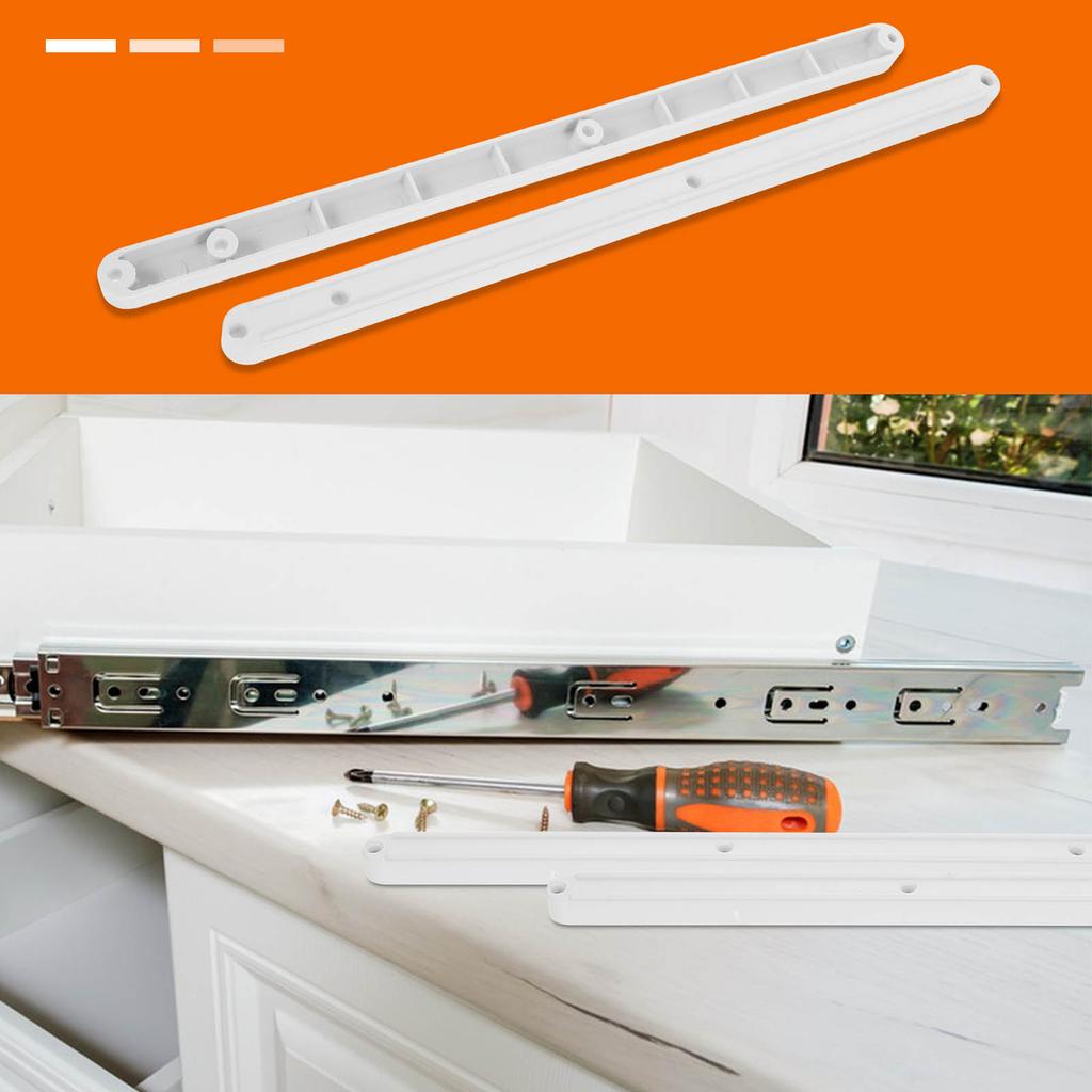  2 Pcs Plastic Drawer Rails Cabinet Slides Dresser Slider Replacement Soft and Furniture White Sliding