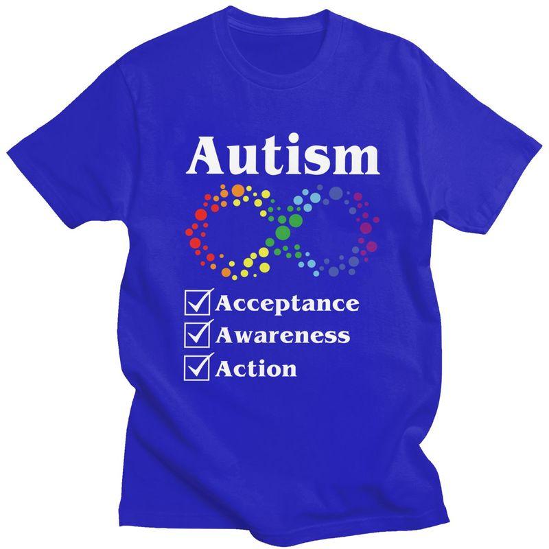 Men Autism Acceptance Awareness Action T Shirt Summer Short Sleeve 100 Cotton Tshirt Casual Creative Graphics Tees Shirt