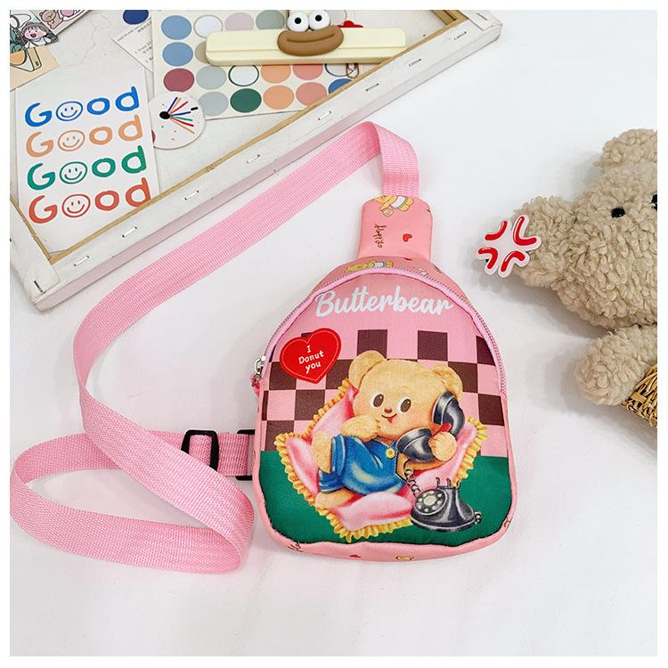 

Школьный рюкзак масляный медведь новая сумка милая маленькая девочка повседневная сумка-мессенджер легкая нагрудная сумка розовый