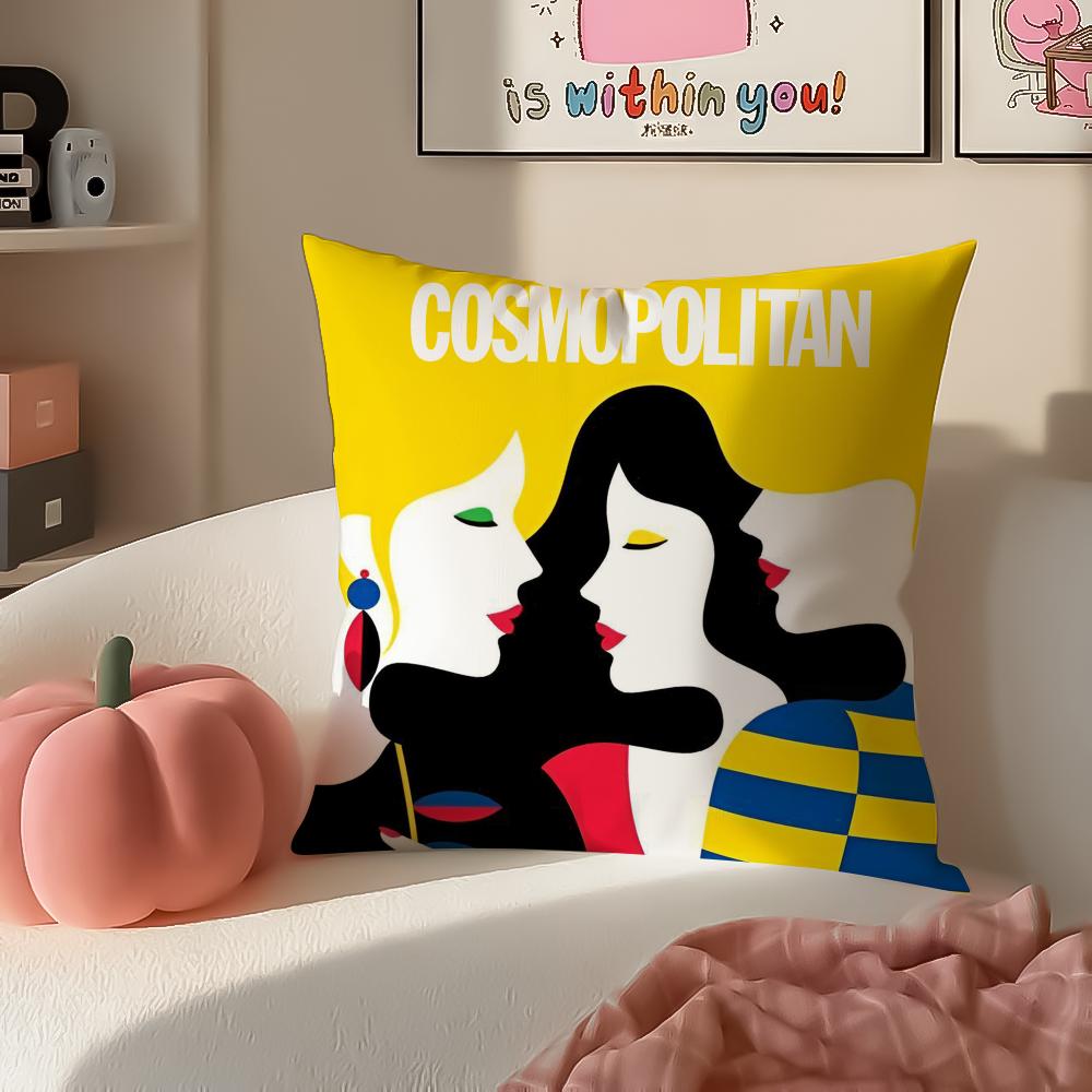 Trendy Magazine CCosmopolitan Cushion Cover Pillowcase Short Plush Invisible Zipper Room Sofa Cushion Cover