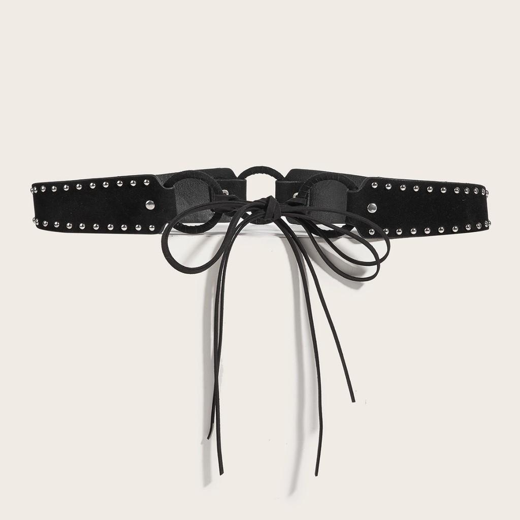 

Dark Fringe Punk Waist Belt For Women With Mesh Design And Tie Fastening For Trendy Outerwear