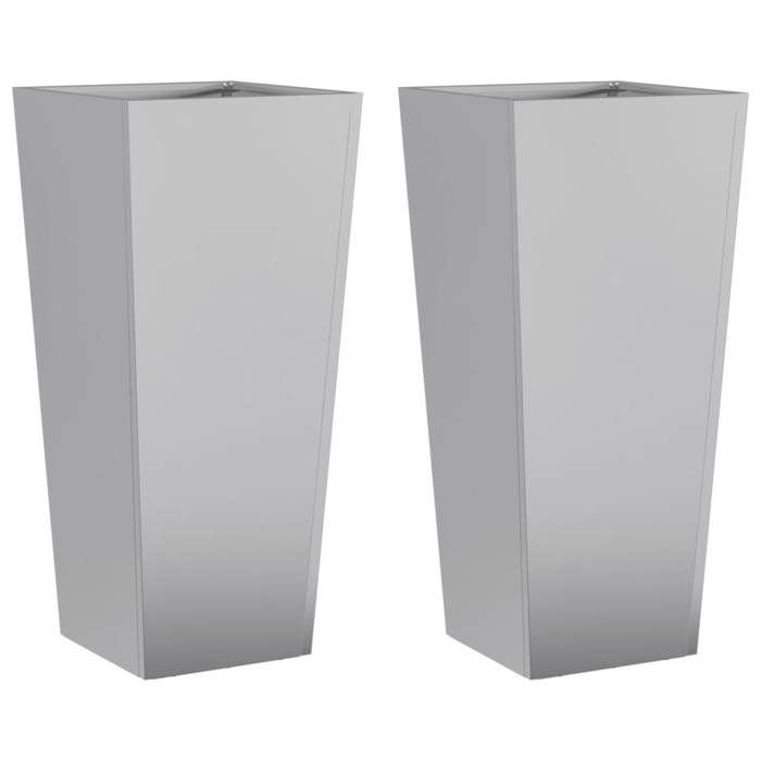 VidaXL Planters 2 Pcs 35x35x75 Cm Galvanized Steel, Outdoor Planter, Flower Box, Garden Box 851091
