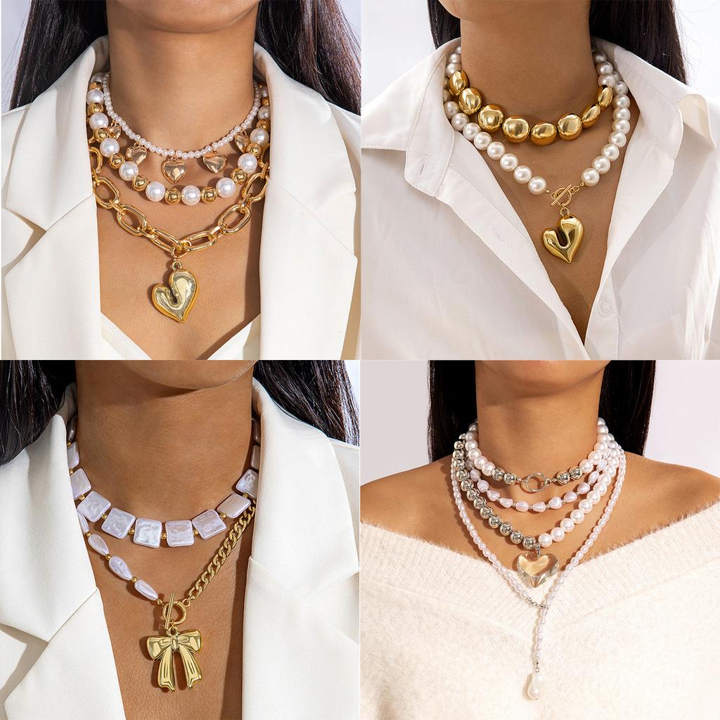 Letter Splicing Collarbone Chain European and American Style Geometric Rectangular Necklace Necklace Necklace Jewelry Women
