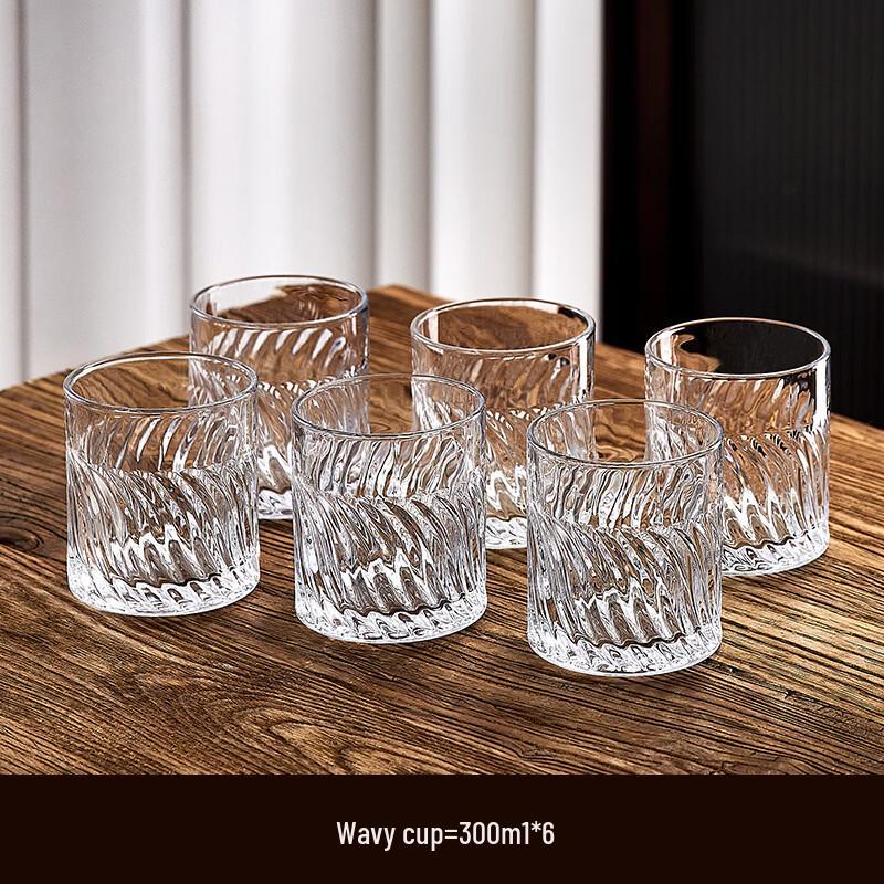 Handun Heat-Resistant Wave Glass Cups - Set of 6
