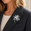 Decorative Leaf Pin Vintage Rhinestone Brooch, Faux Pearl Leaves Lapel Pin, Sweater Durable Accessory Cardigan Coat Suit Scarf Decoration, Women