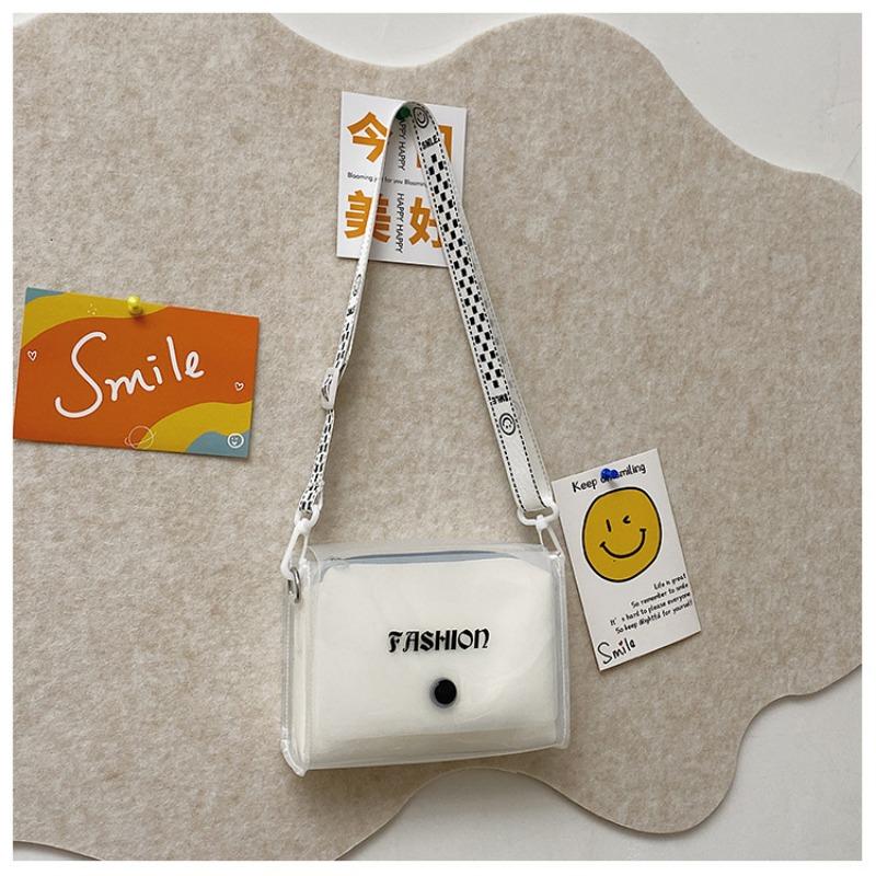 Summer Transparent Bag Women's New Trendy Oblique Span Bag Shoulder Bag Jelly Mother Small Square Bag
