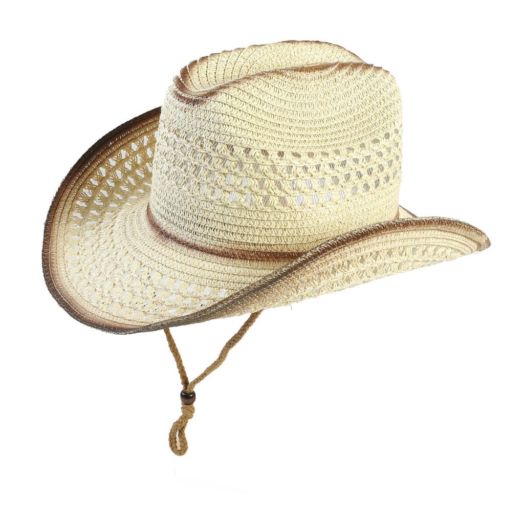 Boho-Stil Strohhut mit breiter Krempe, atmungsaktiger Sonnenschutz für Strand und Reise