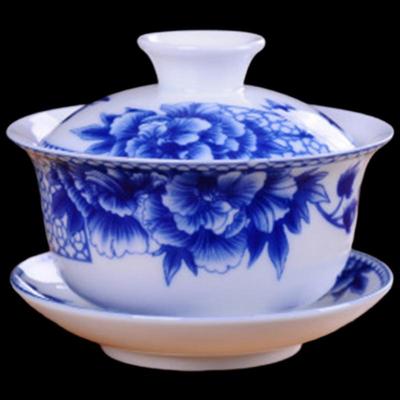 Shangqi Blue and White Porcelain Gaiwan Tea Bowl Set (2-Pack)