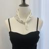 Silk scarf new pearl necklace spring and summer thin magnetic buckle lazy silk scarf women's pendant scarf collarbone chain