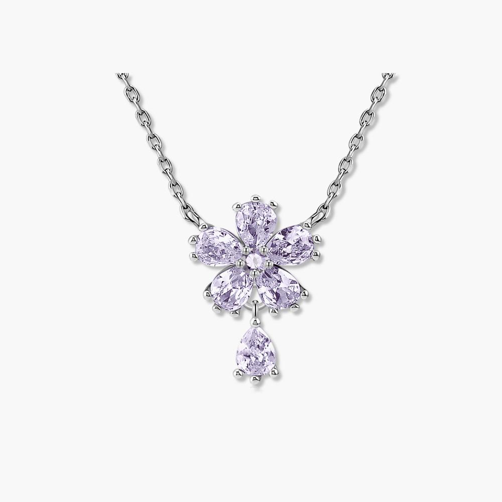 Monograph Callia Necklace Mgnl0394 Rhodium Plated (White Gold + Purple Cubic Zirconia)