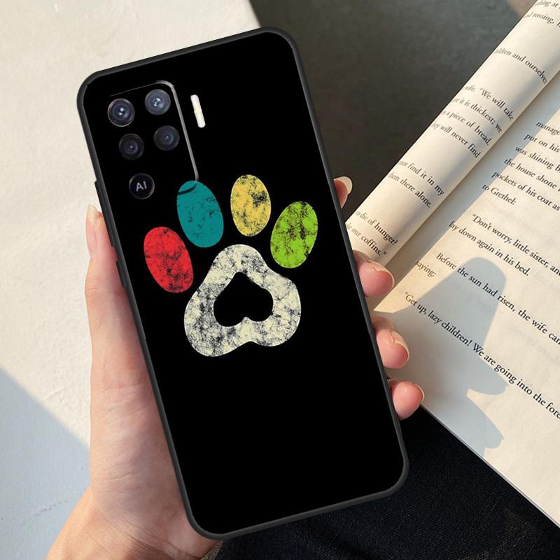 Dog Foot Paw Colorful Pattern Case For Oppo A74 A57 A17 A77 A18 A38 A58 A78 A98 A54 A94 A80 A60 A40 A96 A76 A16 A15 A5 Pro