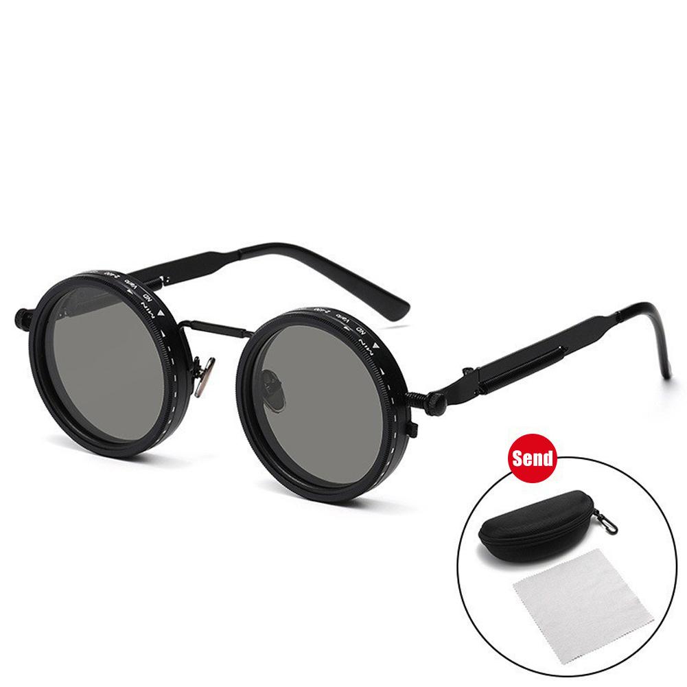 1Pcs Round Sunglasses Adjustable Retro Polarized Dimming Sun Glasses For Outdoor Travel Punk Eyeglasses Shades UV400