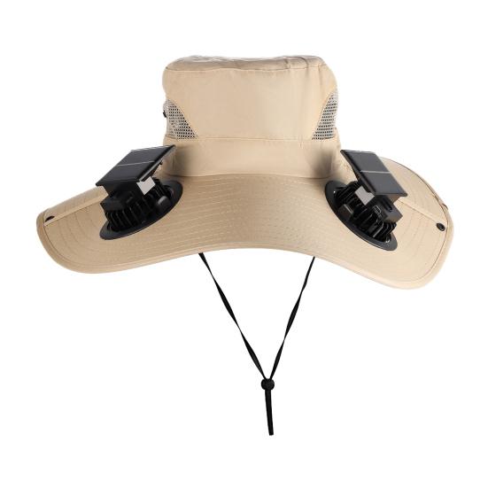 Chapéu Balde com Ventilador Solar Unissex Ajustável Aba Larga Chapéu de Sol com Painel Solar Integrado Ventilador de Resfriamento Proteção UV Chapéu de Pescador