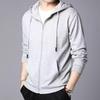 Men's Korean Style Solid Fleece Zip-Up Hoodie - Autumn/Winter Casual Sports Cardigan