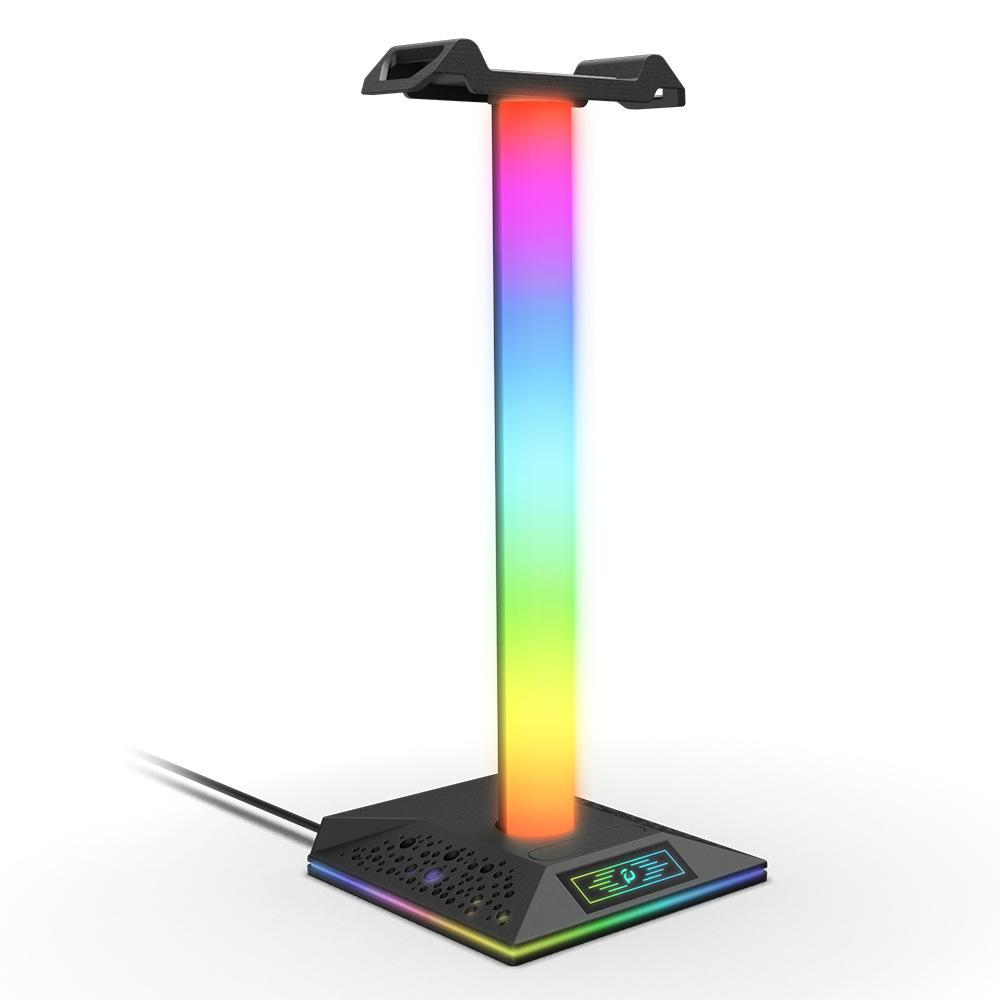 Lanxinda EB05 Gaming Headset Stand with RGB Lighting Dual USB and Type-C Ports Touch Control Holiday Lights ABS Material