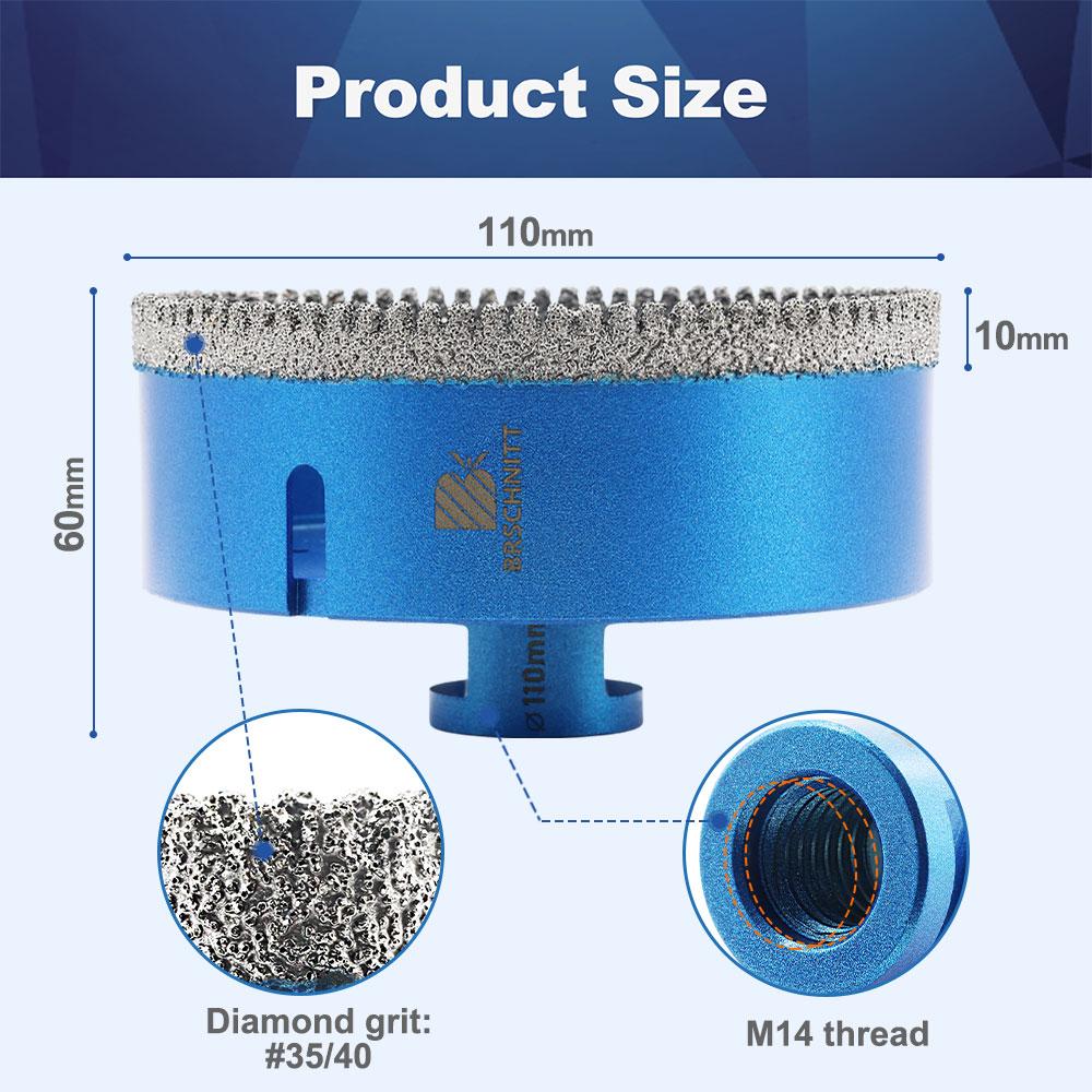BRSCHNITT Drilling Bit Dia 20-100mm for Granite Marble Stone Hole Saw Porcelain Tile Cutter Drilling Core Bit