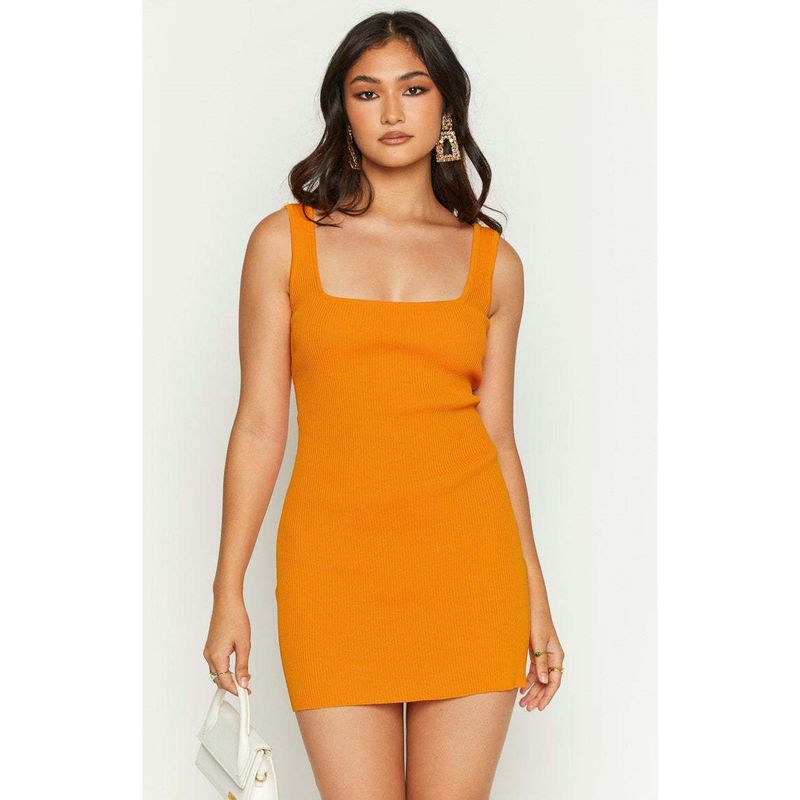 Summer New Arrival Fashion Temperament Square Collar Knitting Camisole Sexy Backless Slim Fit Sheath Sexy Dress