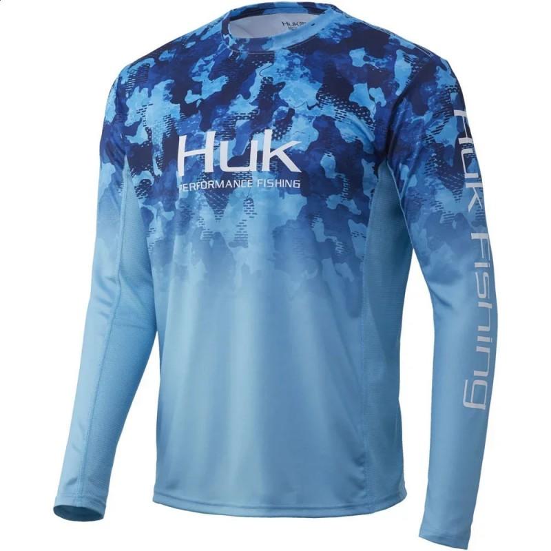 Mens Quick-Dry UV Protection Fishing Shirt Long Sleeve Breathable Ice Silk Cycling Jersey Outdoor Sports Summer