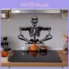 Smiling Halloween Skeleton Glass Showcase Bedroom Home Decoration Stickers Wall