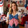 Fiocco Patriottico Decorativo con Motivo a Stelle e Strisce Realizzato in Morbido Materiale di Cotone Adatto per la Decorazione di Feste ed Eventi Uso Interno ed Esterno