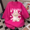 Fashion LABUBU printed T-shirt women's round neck new summer loose short-sleeved clothes