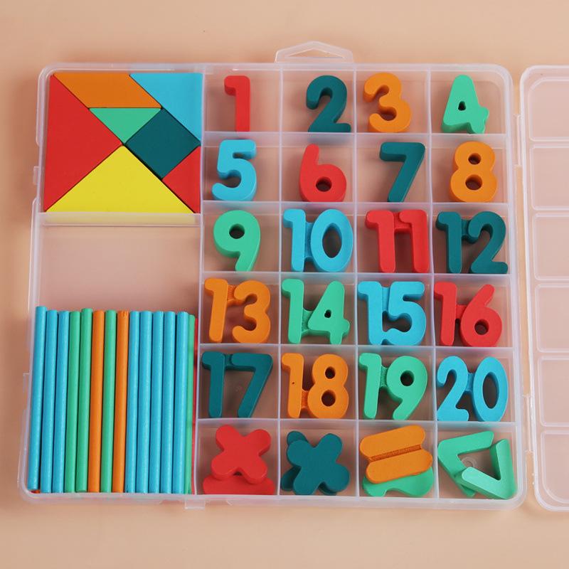 Wooden Arithmetic Counting Sticks - Educational Math Learning Box for Kindergarten and Elementary