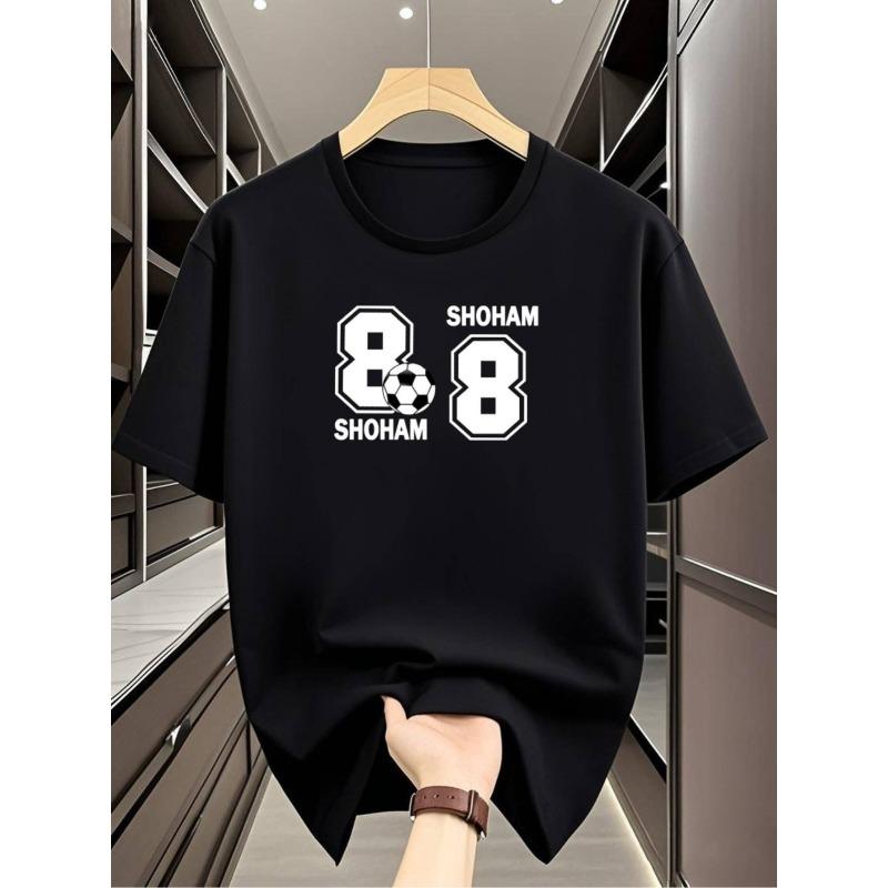 

European sizes Men S Football Pattern T-Shirt Casual Round Neck Sports Shirt, Suitable for Daily Wear, Men S Sports Short Sleeved T-Shirt 4XL чорний