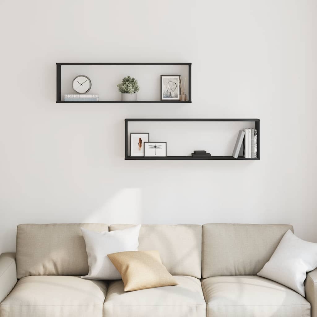 Cube Shelves 2 pcs Black Oak Effect 100 x 15 x 30 cm