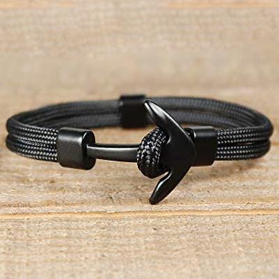 Nuevas pulseras de pareja, pulseras de ancla de aleación a la moda, brazaletes trenzados de cuerda de poliéster, pulseras para mujeres y hombres, regalos
