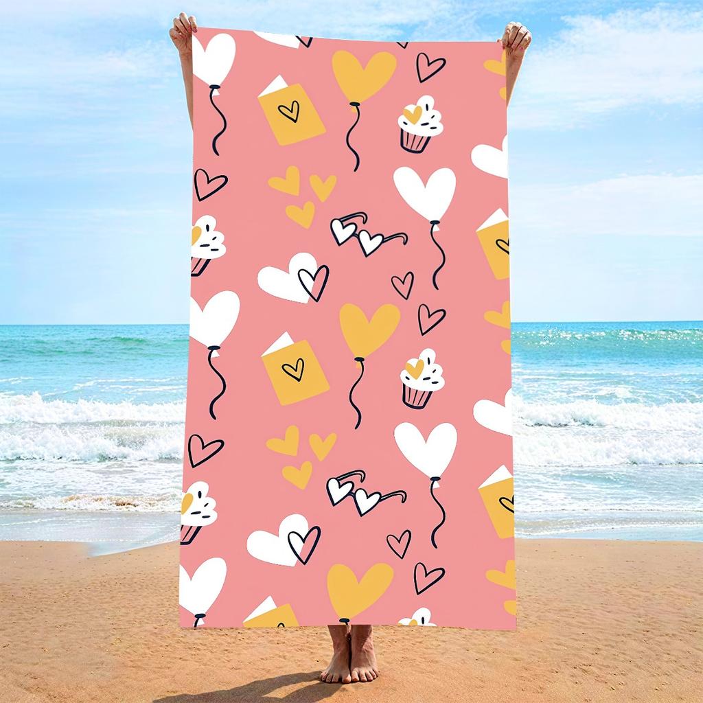 Pink Bowknot Printed Beach Towel Cute Coquette Aesthetic Polyester Bath Towel Quick Dry Sandproof Blanket for Girl Summer Travel