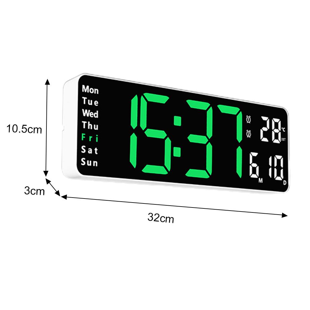 13" LED Wall Clock Large Display with Remote Control,Table Clock with Temperature,Date,Week,Digital Alarm Clock for Bedroom