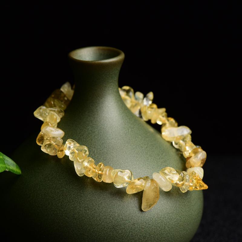 Natural Citrine Chip Elastic Bracelet: Irregular Raw Stone Beads in a Fresh Versatile Style