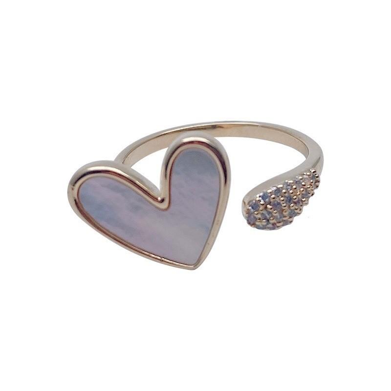 Elegant Korean Style Heart Shell Open Ring For Women Unique Fashionable Jewelry