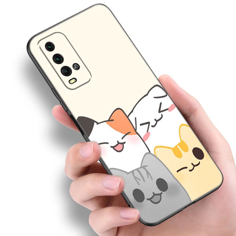 Cute Kawaii Cat Black Case For Xiaomi Redmi 11 Prime 11A 12C 13C A1 A2 Plus A3 12 4G 10 13R 5G 9A 10A 9C 10C 9i 12R Note 9T