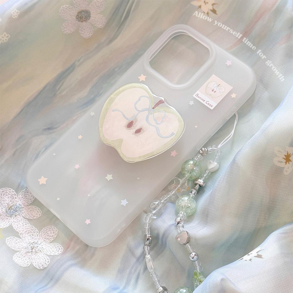Green Apple Stand is suitable for Apple devices16promax Phone case iphone15Niche graffiti14Silicone17Lanyard
