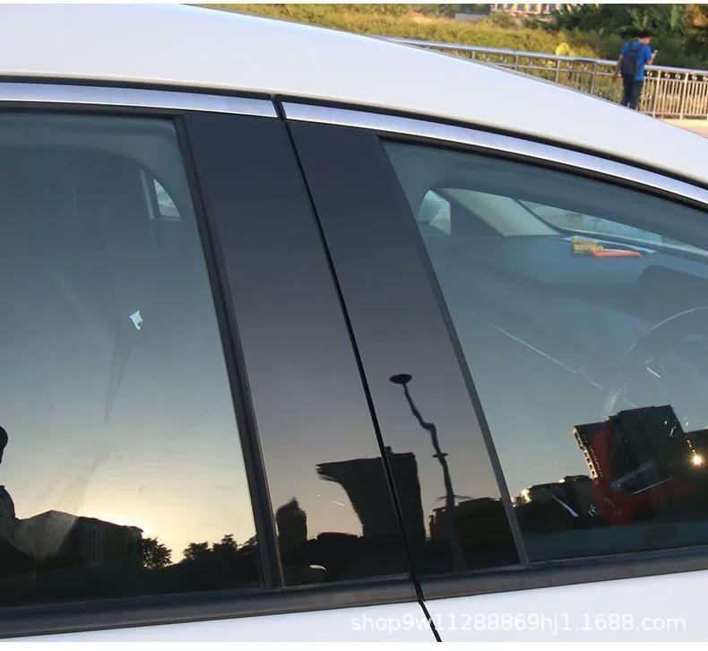 For Peugeot 206/208/307/308/408/2008 Modified Car Window Trim Black Mirror Center Pillar Sticker car window center