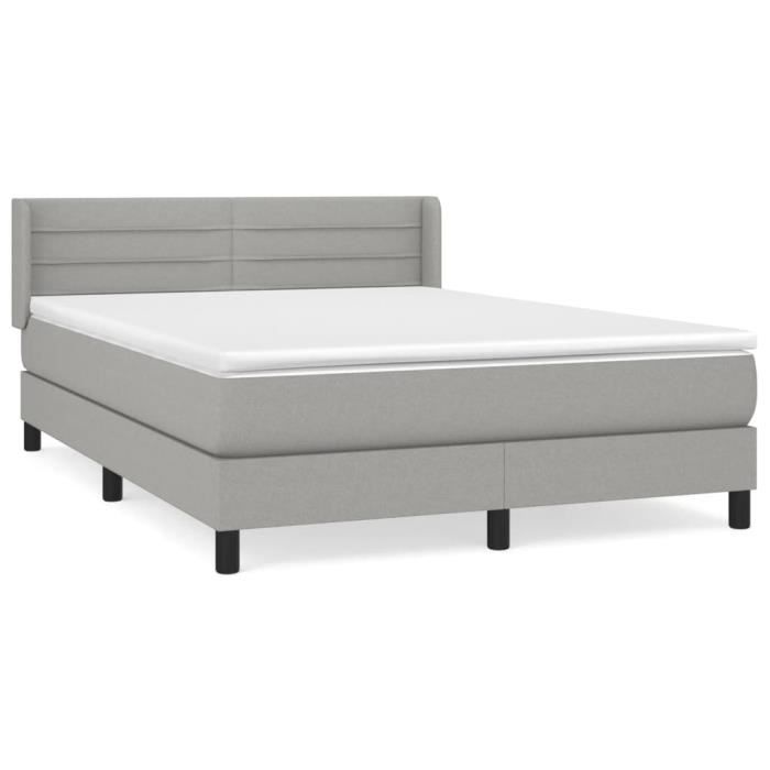 3129785 vidaXL Lit à sommier tapissier avec matelas Gris clair 140x190cm Tissu