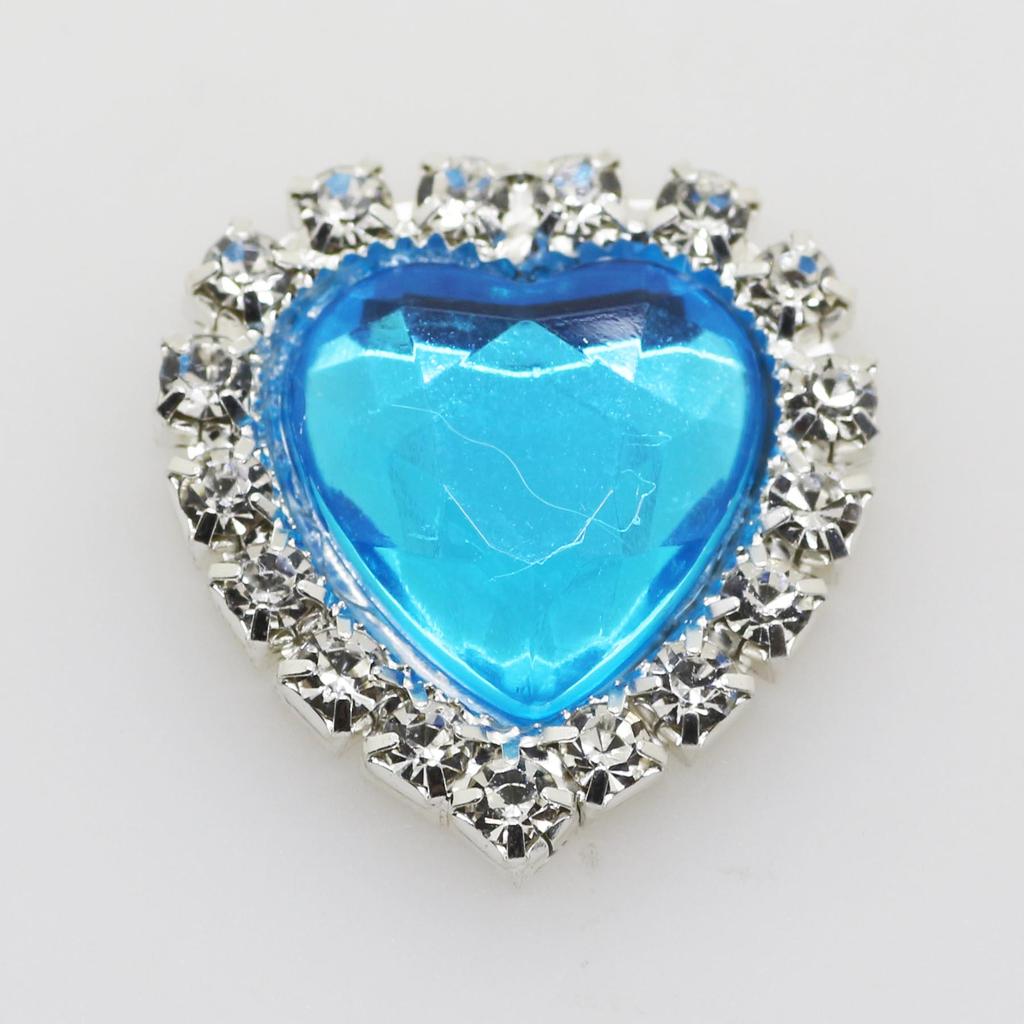 Mini 16mm(4/10 Inch) 10pcs Heart Acrylic Rhinestone Buttons DIY Hair Accessory Wedding Initiation Ribbon Decoration