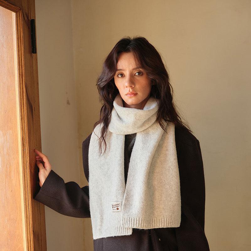 Winter New Solid Color Korean Knitted Wool Blended Luxury Women's Scarf Warm and Cold Proof Shawl Fashion Versatile Scarf