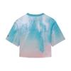 Li Ning Watercolor Tie-Dye Color Block Loose Short Sleeve T-Shirt Women Tops Light-Leaf-Green AHSS090-2